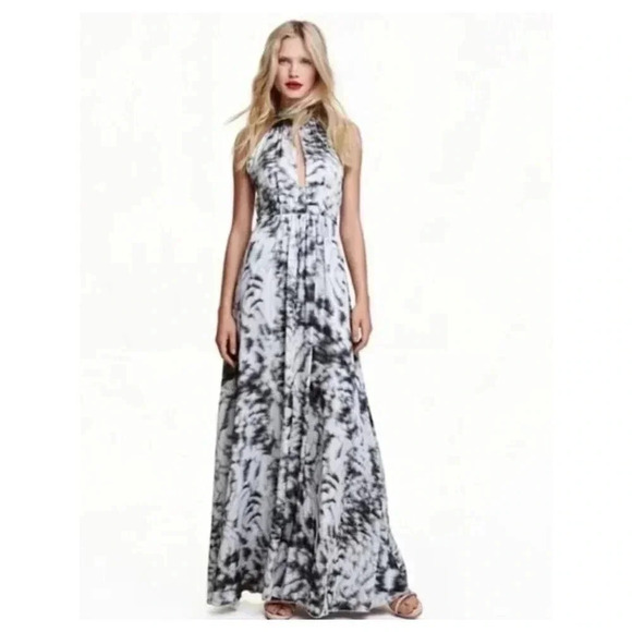H&M Gold Label Halter Flowy Maxy Dress Size 8 - Picture 1 of 11
